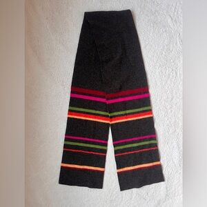 Mackie Wool Gray Scarf with Red, Pink, Green and Orange Stripes